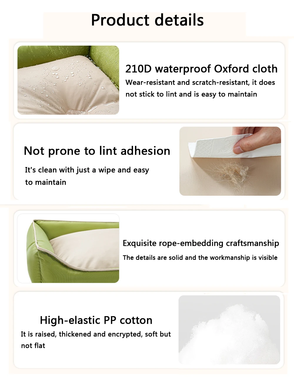 New Color-blocked Oxford Cloth Medium Dog Bed Summer Cooling Square Small Cat Nest for Dog Sofa Kennel Accessories - Image 4
