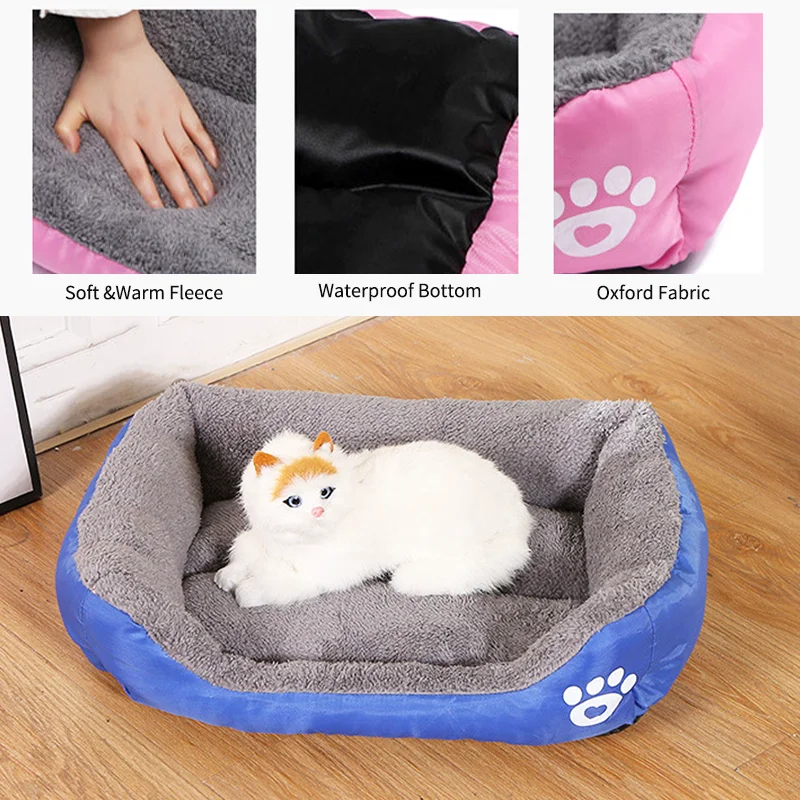 Large Dog Bed Square Plush Cat Nest Kennel All Season Washable Dog Sofa Waterproof Mattress Cat Bed for Medium Dogs Accessories - Image 4