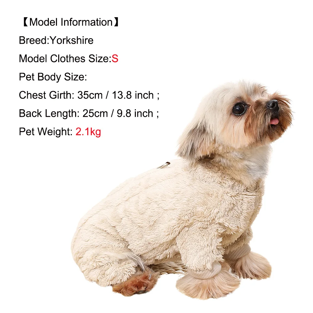 Pet Dog Jumpsuit for Small Medium Dogs Cats Winter Warm Fleece Dog Clothes Yorkshire Jacket Outfits French Bulldog Pug Clothing - Image 2