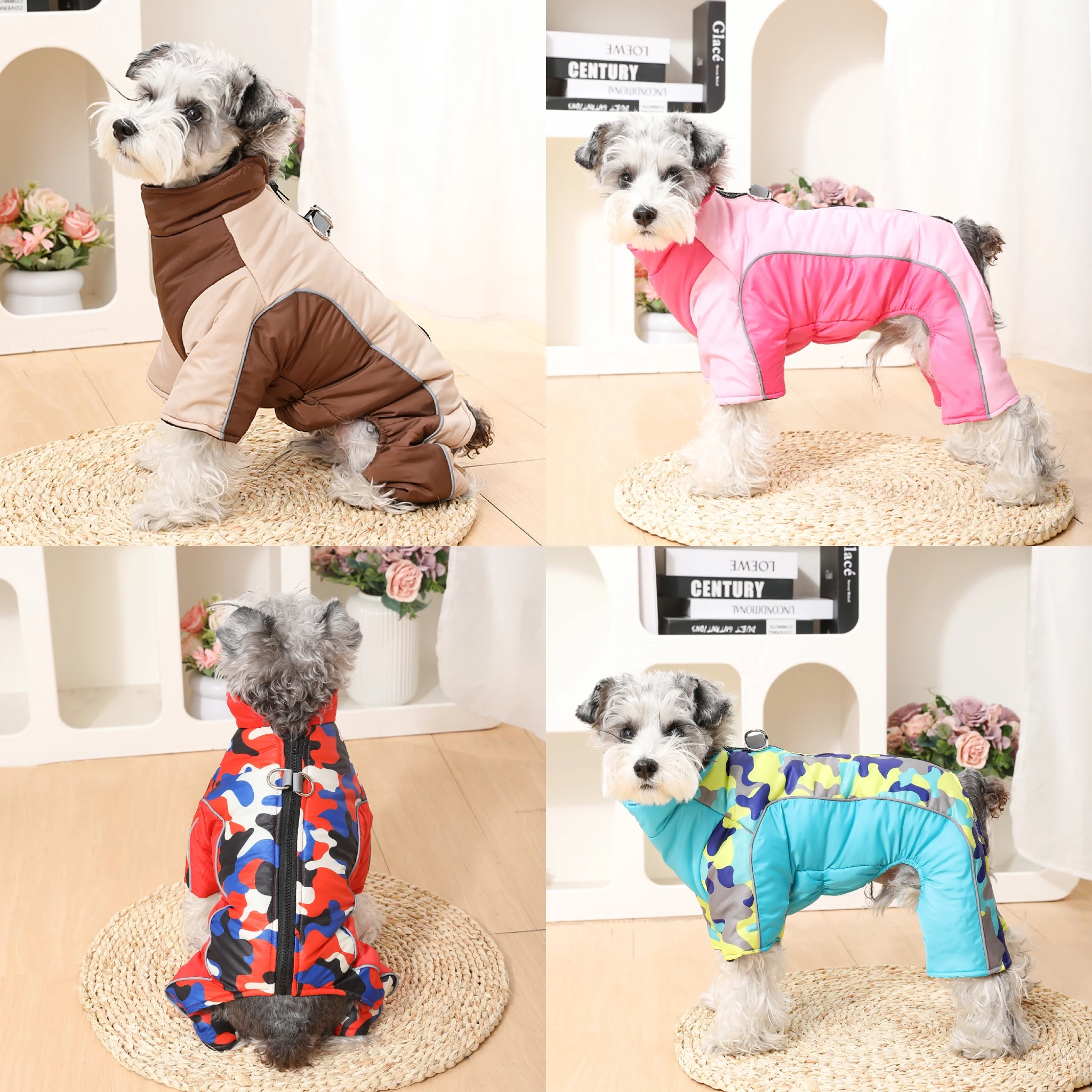 Dog Jumpsuit Winter Warm Pet Dog Jacket Coat For Small Medium Dogs Cats Windproof Puppy Clothing With D-ring Schnauzer Clothing - Image 5