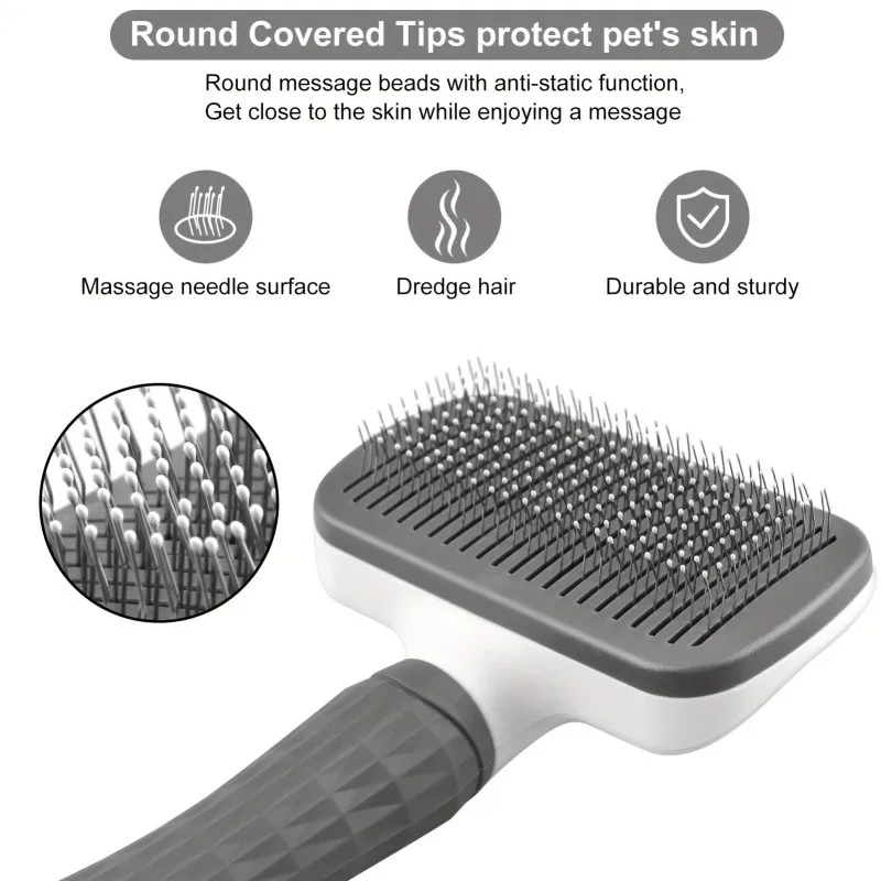 2-in-1 Pet Grooming Brush - Massaging Deshedder with Easy Cleanup - Image 3