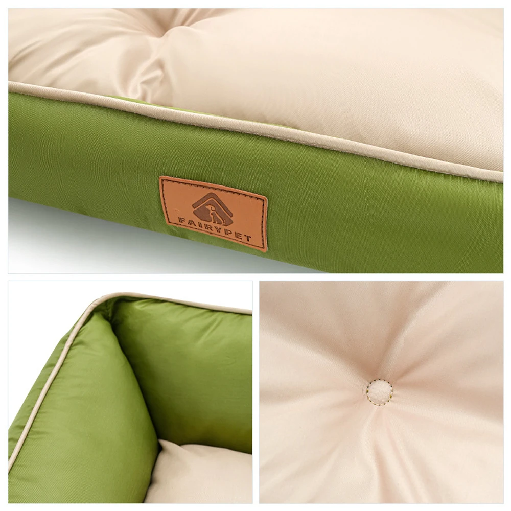 New Color-blocked Oxford Cloth Medium Dog Bed Summer Cooling Square Small Cat Nest for Dog Sofa Kennel Accessories - Image 2