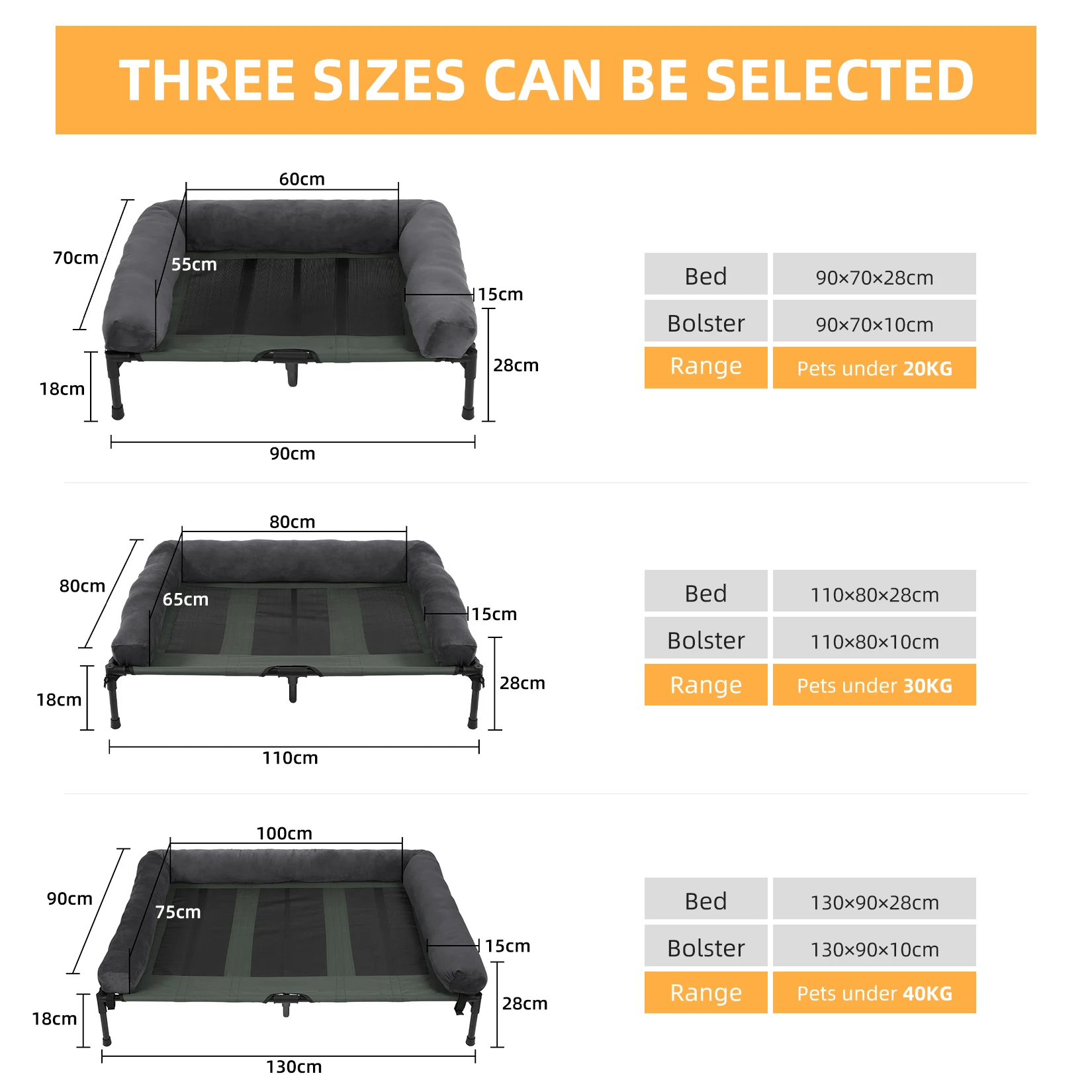 Dog Bed for Dogs and Cats Indoor Outdoor Elevated Pet Lounger Bed with Detachable Plush Bolster Cooling Summer L XL 2XL - Image 4