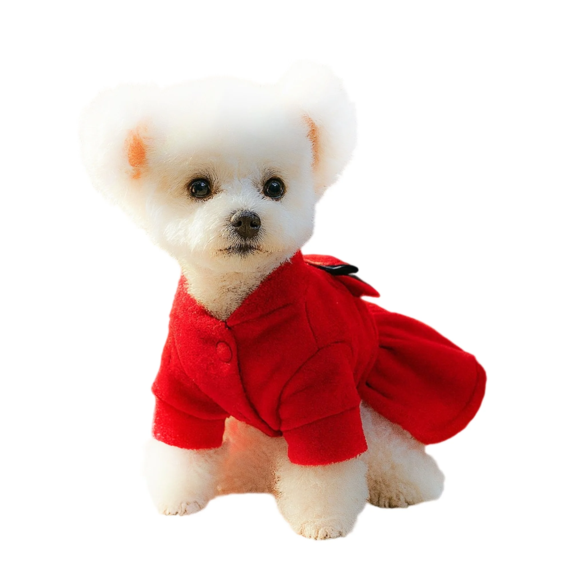 Christmas Dog Costume with Santa Hat and Jingle Bells Festive Pet Outfit for Small Dogs and Cats Holiday Dress - Image 6