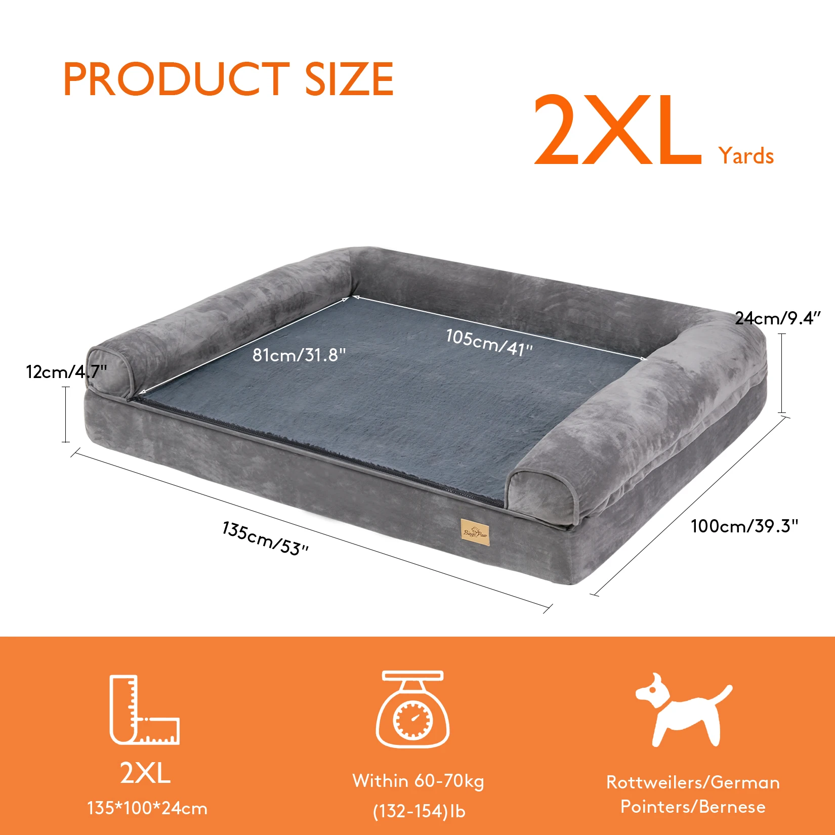 Dog Bed Extra Large Orthopedic Pet Mattress Couch Sleeping Bed Cushion with Removable Washable Cover Soft Sponge Foam - Image 7