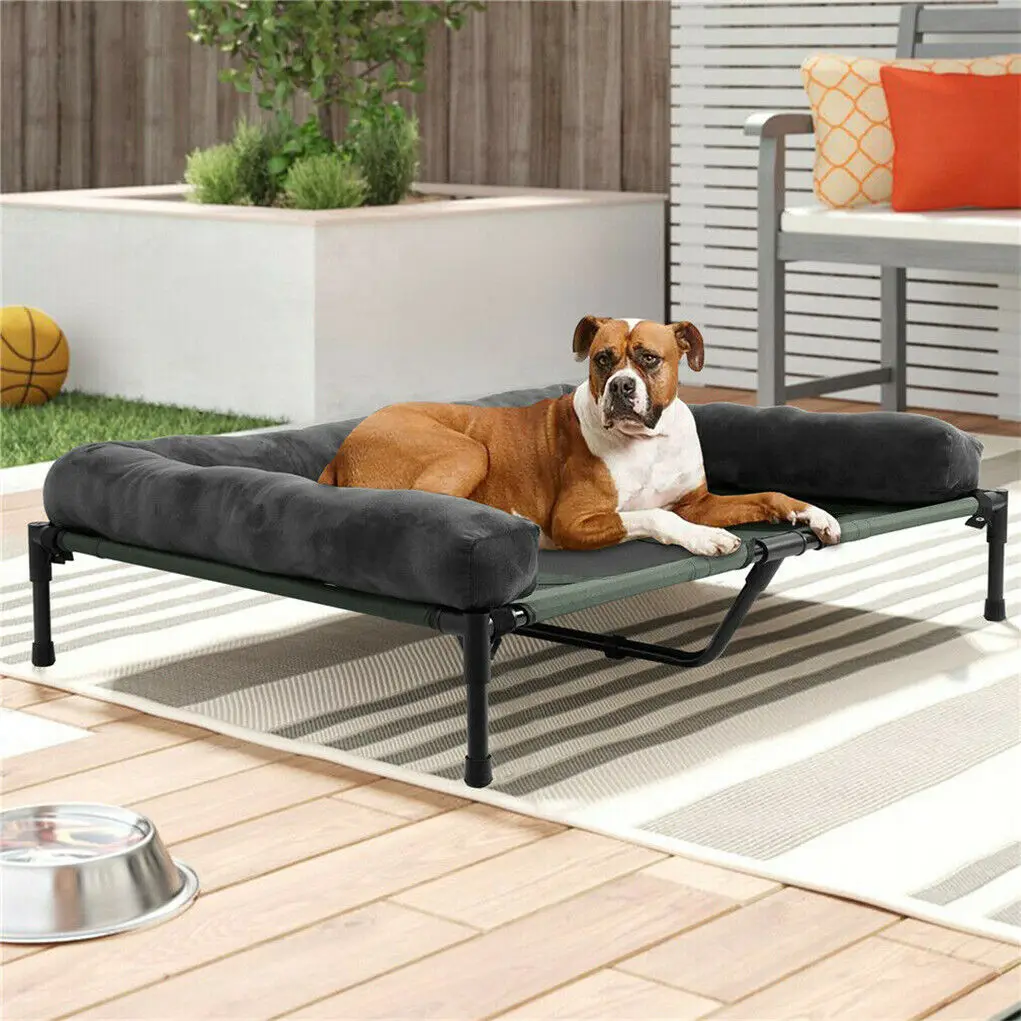 Dog Bed for Dogs and Cats Indoor Outdoor Elevated Pet Lounger Bed with Detachable Plush Bolster Cooling Summer L XL 2XL - Image 3