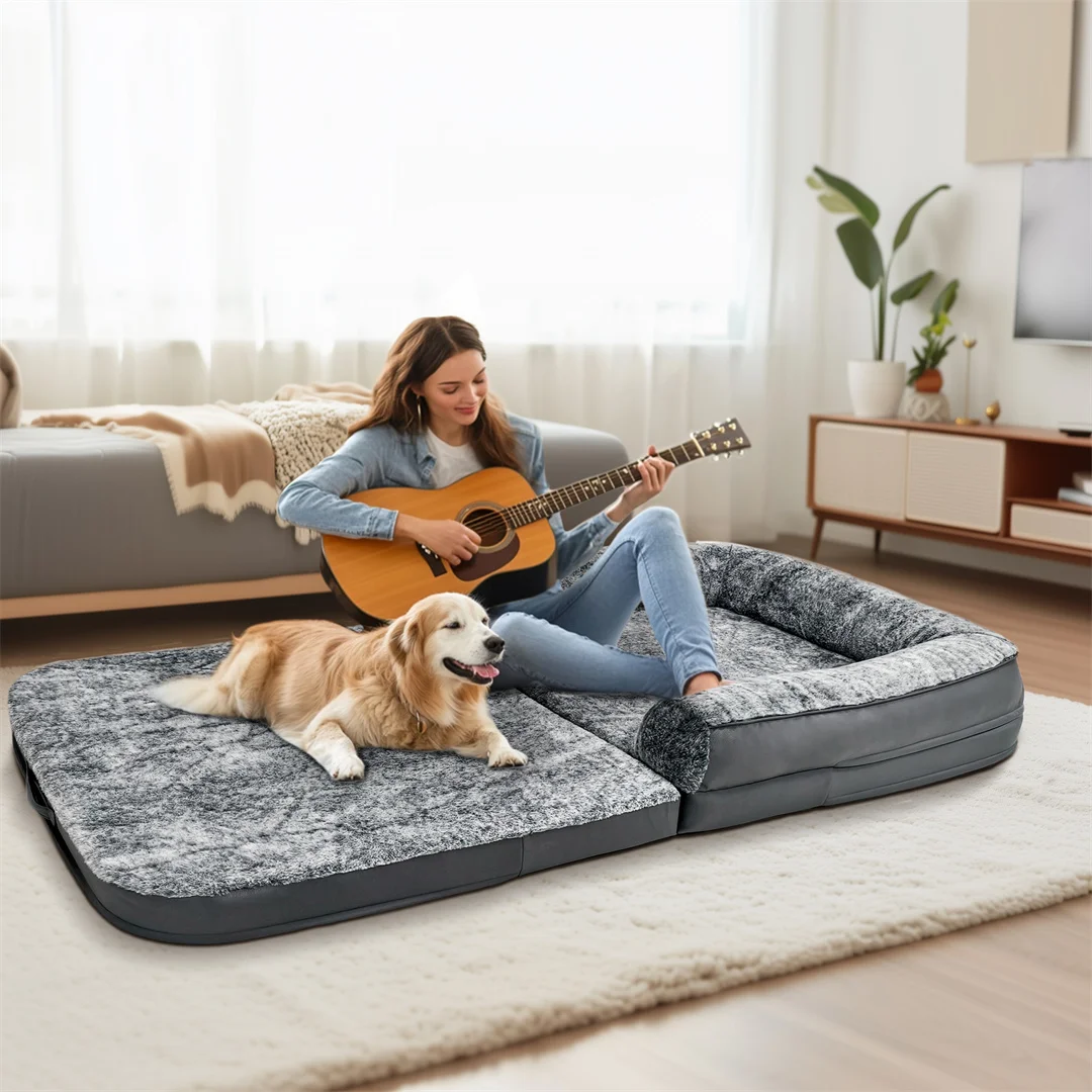 180cm Long Human-Size Giant Dog Bed Foldable Calming Pet Dog Bed Plush Cover Orthopedic - Image 2