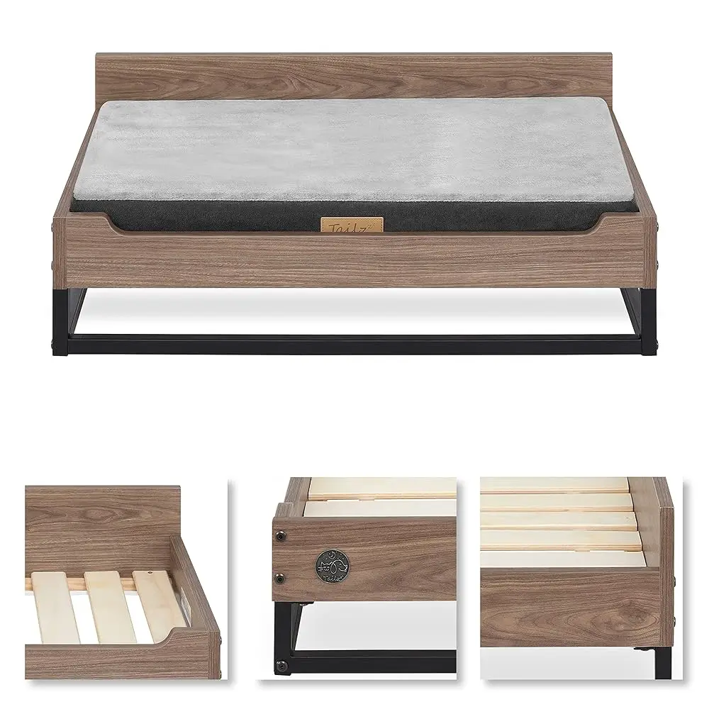Milo Wooden Dog Bed, Plush Mattr Comforts The Pets With Bone Diseases, Water Resistant, Greenguard Gold Certified, Mattress, - Image 6