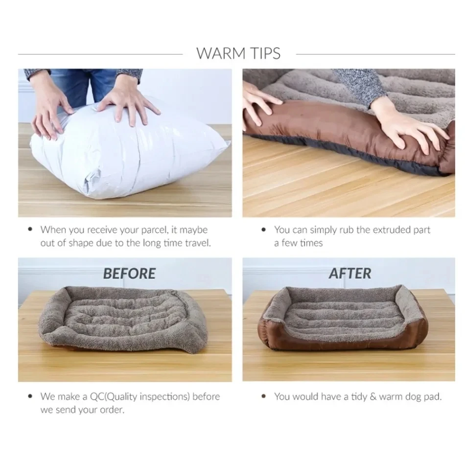 Large Dog Bed Square Plush Cat Nest Kennel All Season Washable Dog Sofa Waterproof Mattress Cat Bed for Medium Dogs Accessories - Image 2