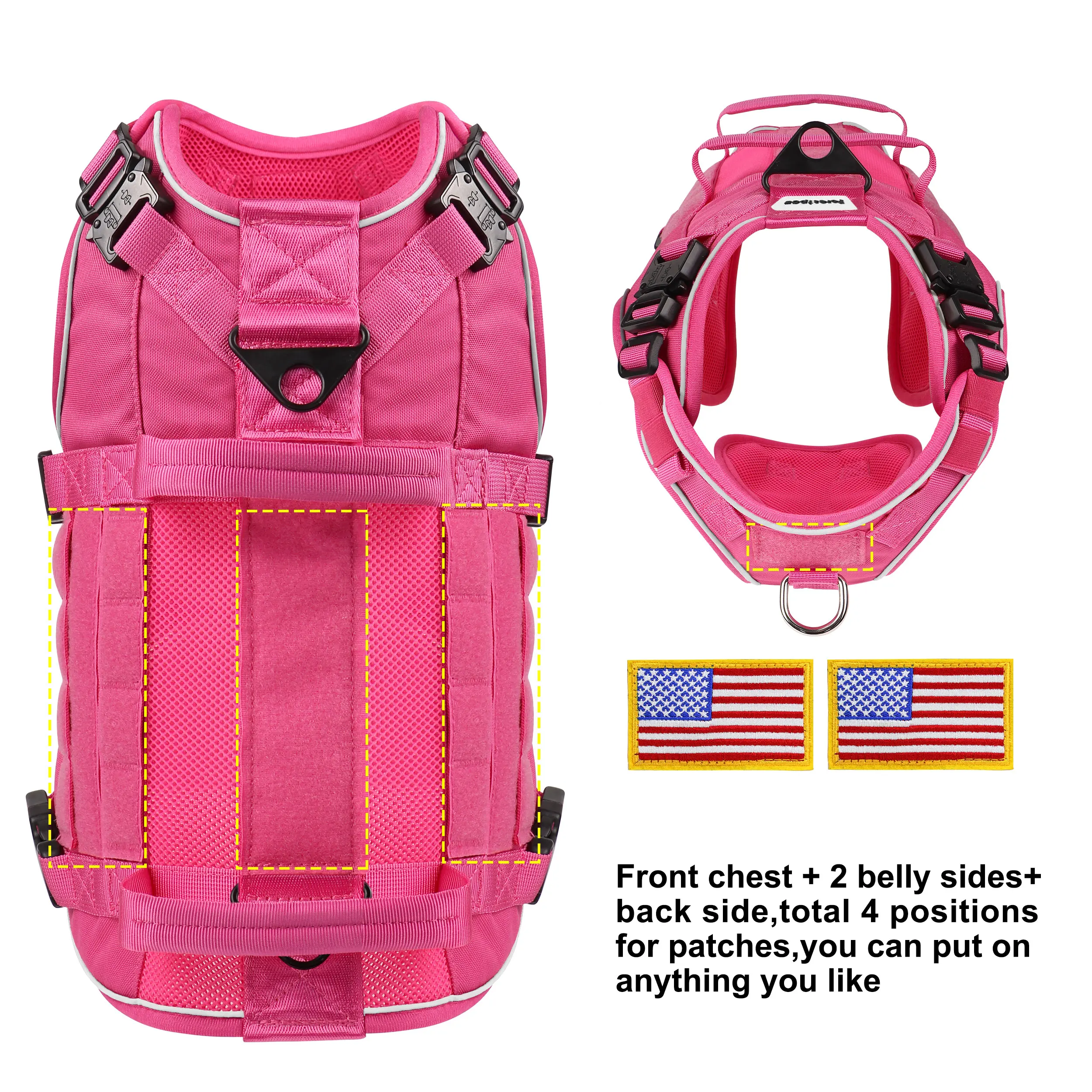 Military Dog Harness Reflective Tactical Dog Training Harnesses Durable Nylon Vest No Pull for Medium Large Dogs French Bulldog - Image 4