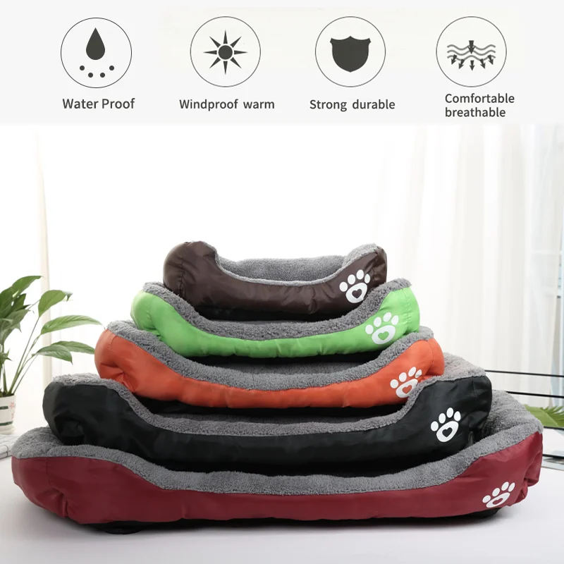 Large Dog Bed Square Plush Cat Nest Kennel All Season Washable Dog Sofa Waterproof Mattress Cat Bed for Medium Dogs Accessories - Image 3