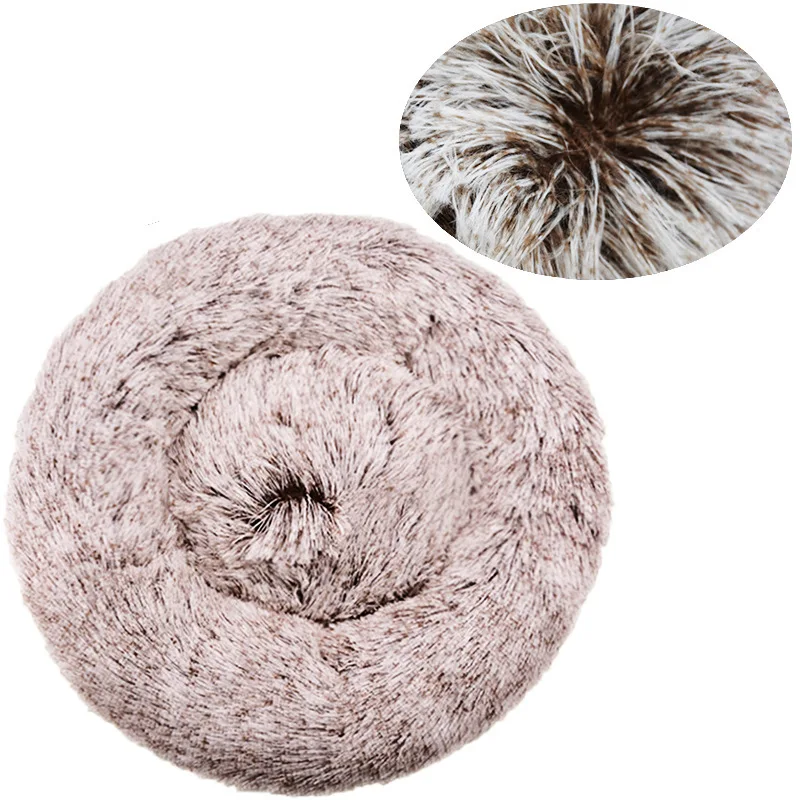 40-90cm Round Pet Bed for Large Dog Bed Super Soft Cat Bed Long Plush Dog House for Medium Dog House Winter Warm Sleeping - Image 18