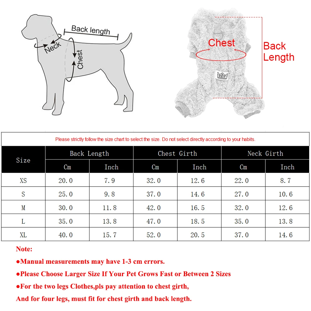 Pet Dog Jumpsuit for Small Medium Dogs Cats Winter Warm Fleece Dog Clothes Yorkshire Jacket Outfits French Bulldog Pug Clothing - Image 6