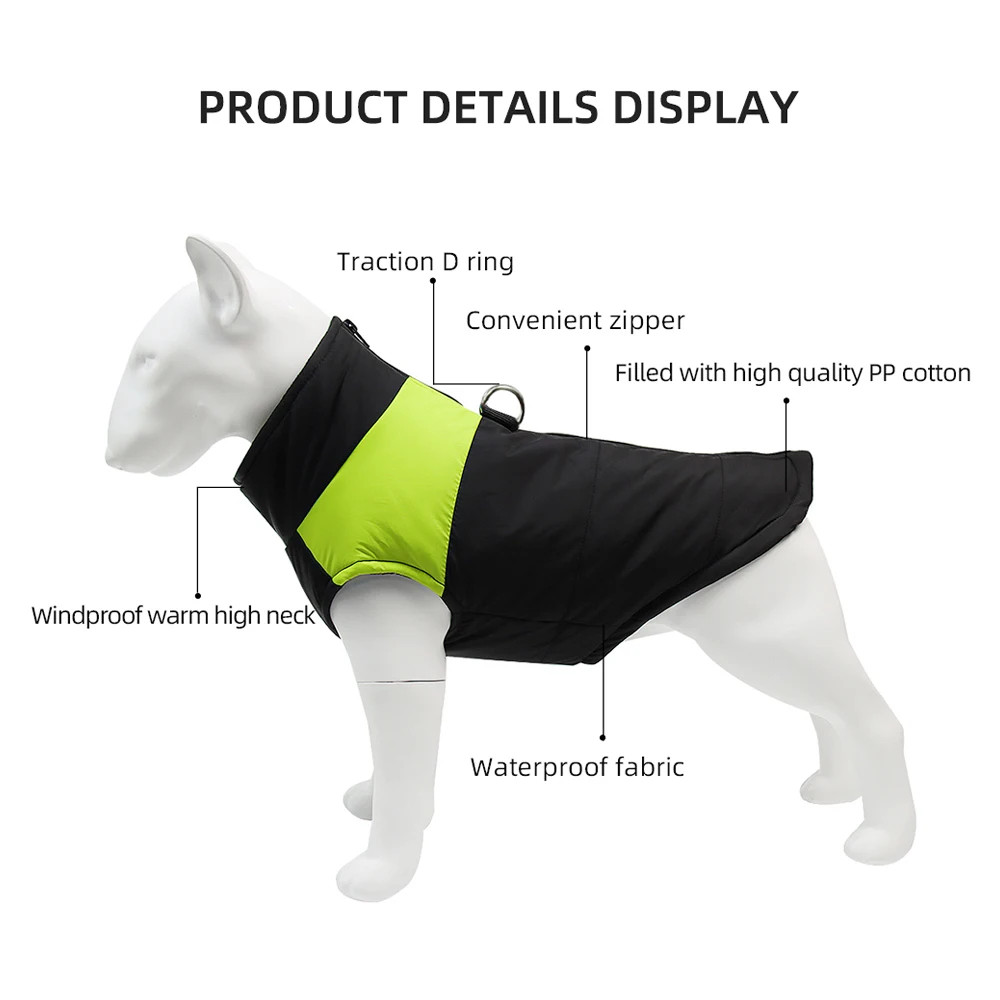 Pet Dog Jacket Warm Winter Clothes For Small Large Dogs Labrador Coat Windproof Waterproof Puppy Costume Vest With D-ring Pug - Image 3