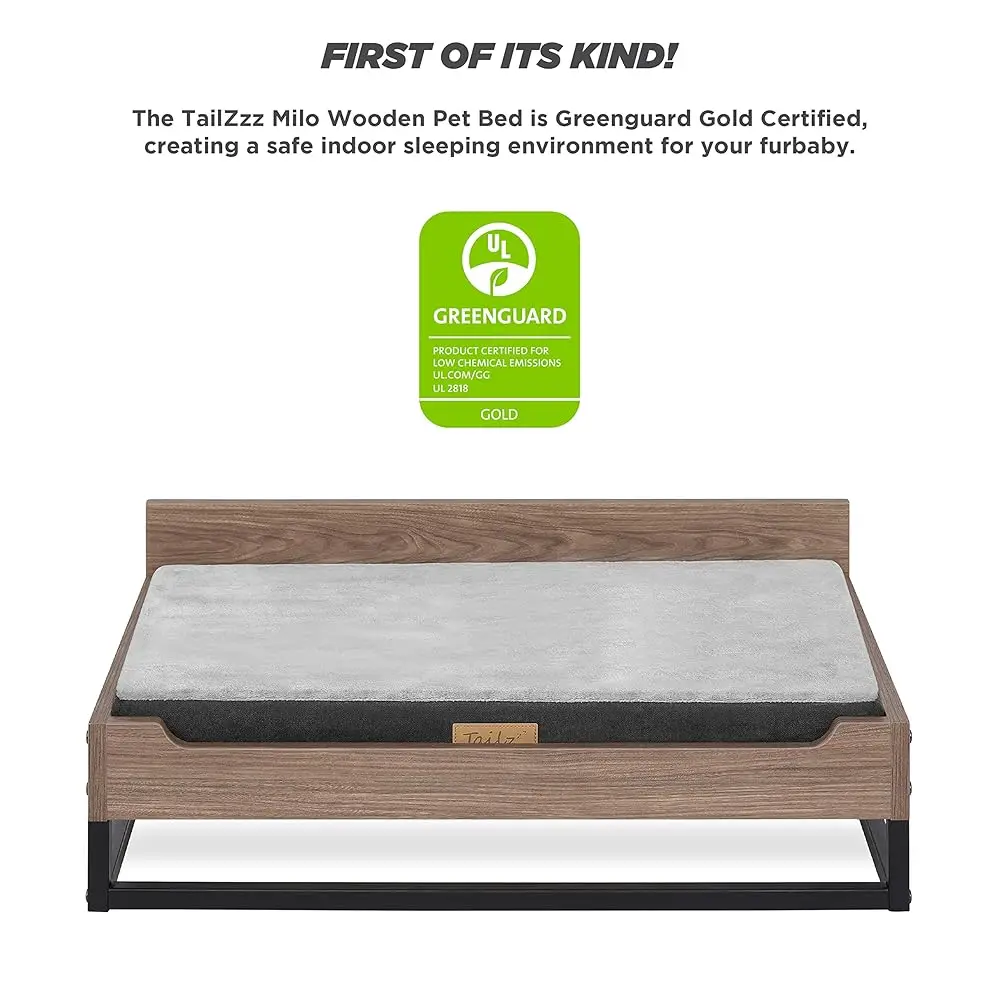Milo Wooden Dog Bed, Plush Mattr Comforts The Pets With Bone Diseases, Water Resistant, Greenguard Gold Certified, Mattress, - Image 3