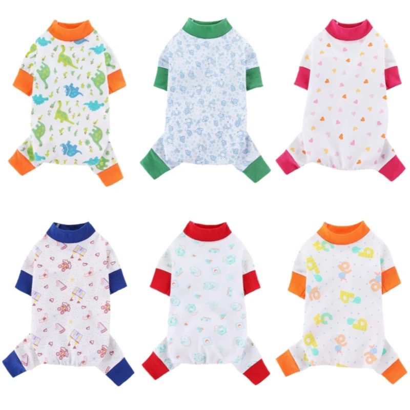 Pet Dog Clothes for Small Dogs Fashion Dog Jumpsuits Cute Print Puppy Pajamas Soft Cotton Pet Cat Jumpsuits Chihuahua Clothes