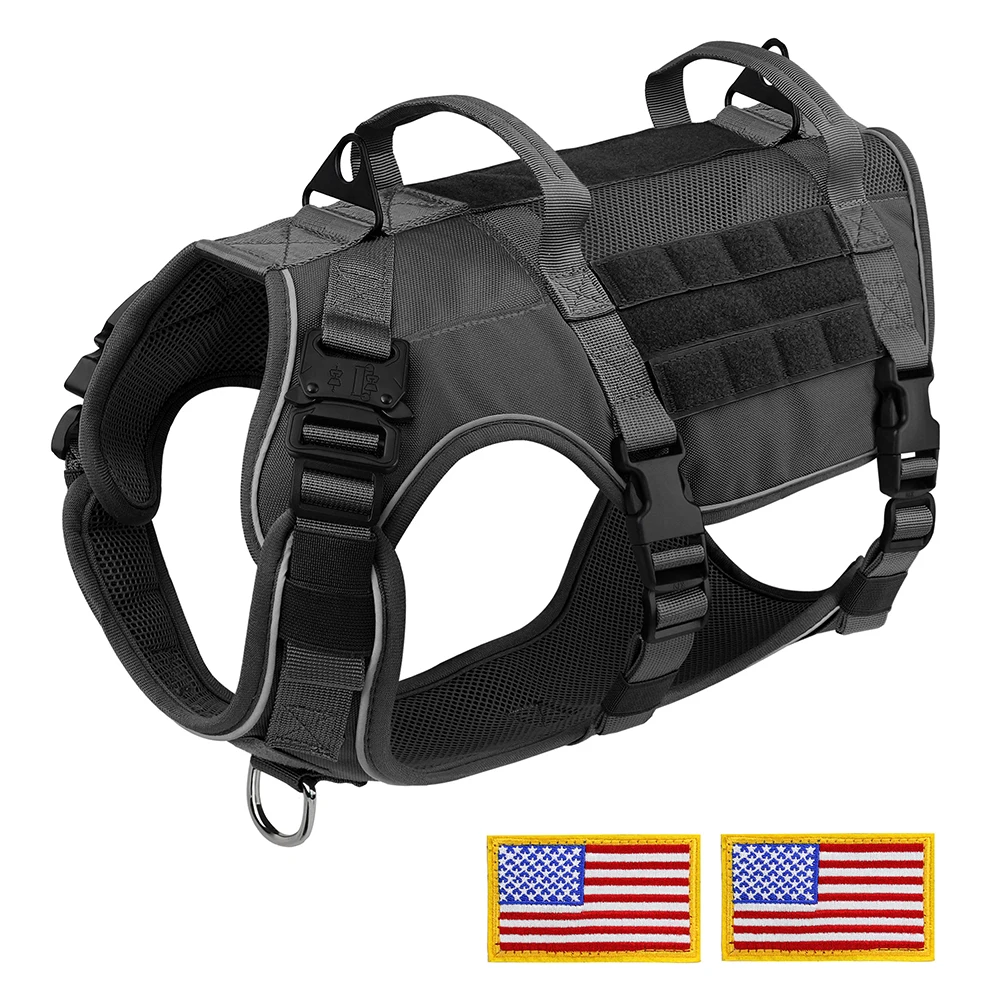 Military Dog Harness Reflective Tactical Dog Training Harnesses Durable Nylon Vest No Pull for Medium Large Dogs French Bulldog - Image 2
