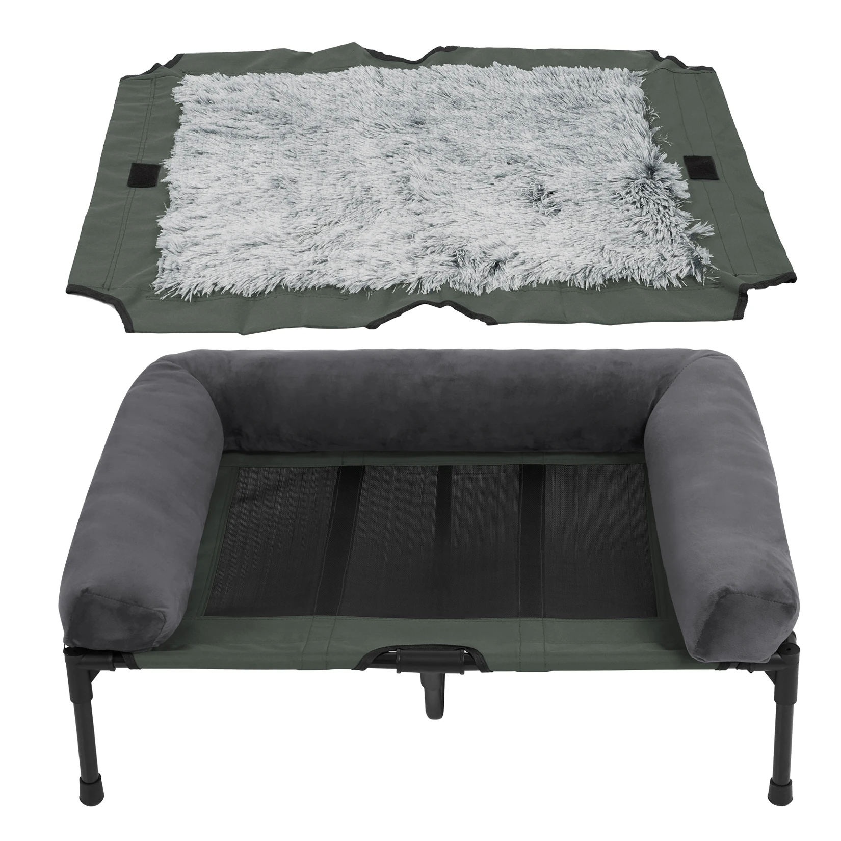 Dog Bed for Dogs and Cats Indoor Outdoor Elevated Pet Lounger Bed with Detachable Plush Bolster Cooling Summer L XL 2XL - Image 7