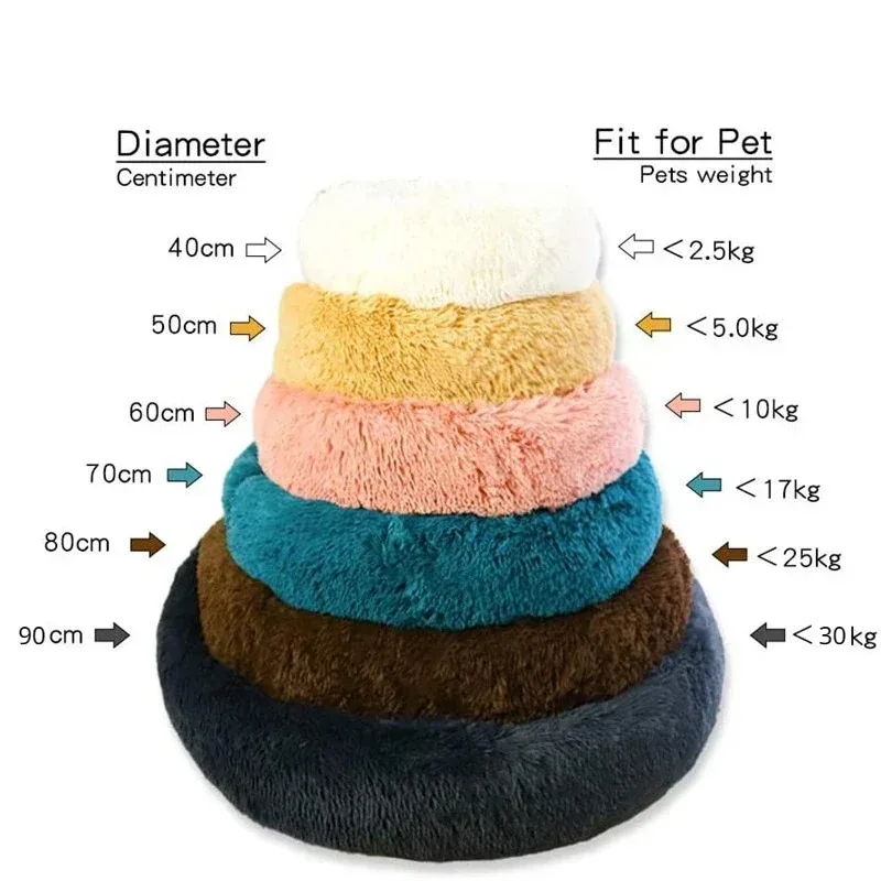 Round Dog Bed Winter Warm Cat Bed Plush Basket for Dog Washable Pet Bed for Small Medium Large Dog Sofa Cat - Image 6