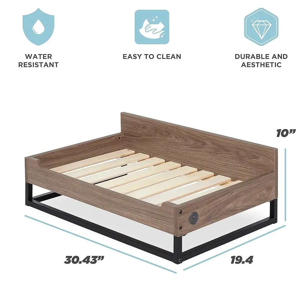 Milo Wooden Dog Bed, Plush Mattr Comforts The Pets With Bone Diseases, Water Resistant, Greenguard Gold Certified, Mattress, - Image 2
