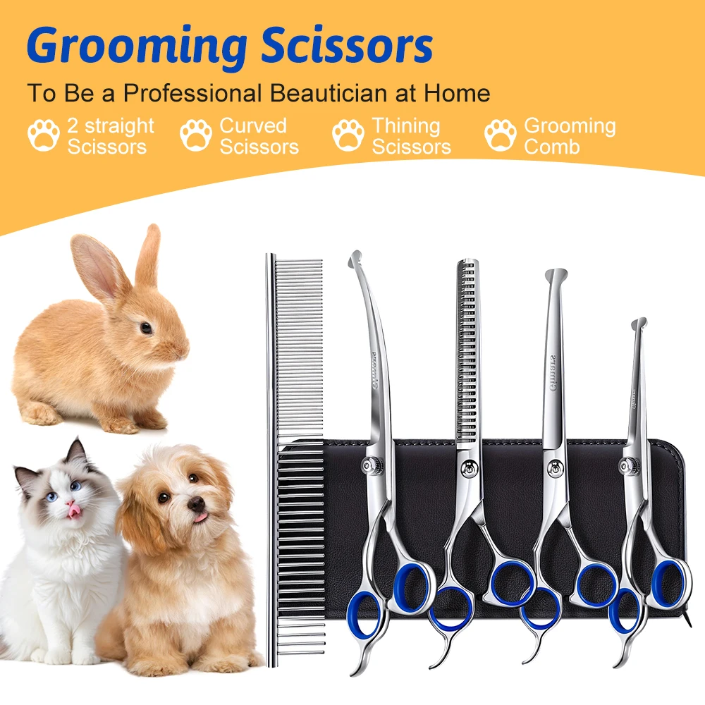 Professional 7 Inch 4CR Stainless Steel Pet Hair Shears 7Pcs/set Scissors Set for Pet Dog Grooming - Image 6