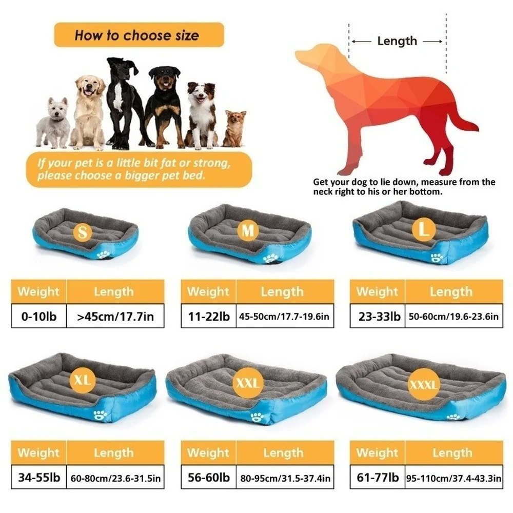 Large Dog Bed Square Plush Cat Nest Kennel All Season Washable Dog Sofa Waterproof Mattress Cat Bed for Medium Dogs Accessories - Image 6